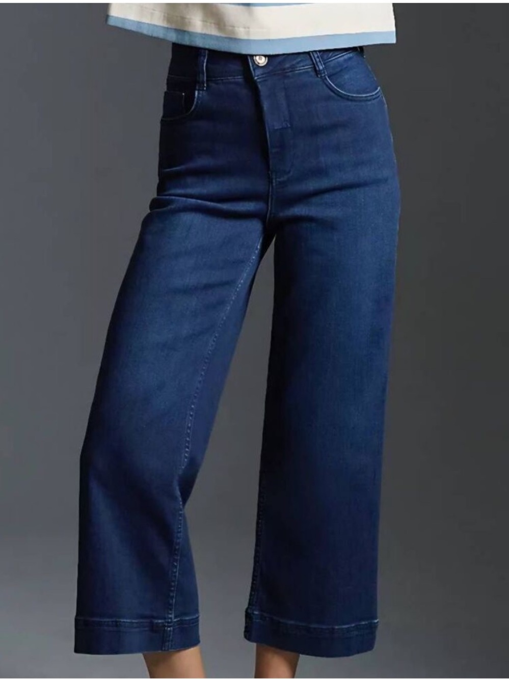 Pilcro Anthropologie Jeans Women's 27 Blue Skipper High Rise Crop Wide Leg